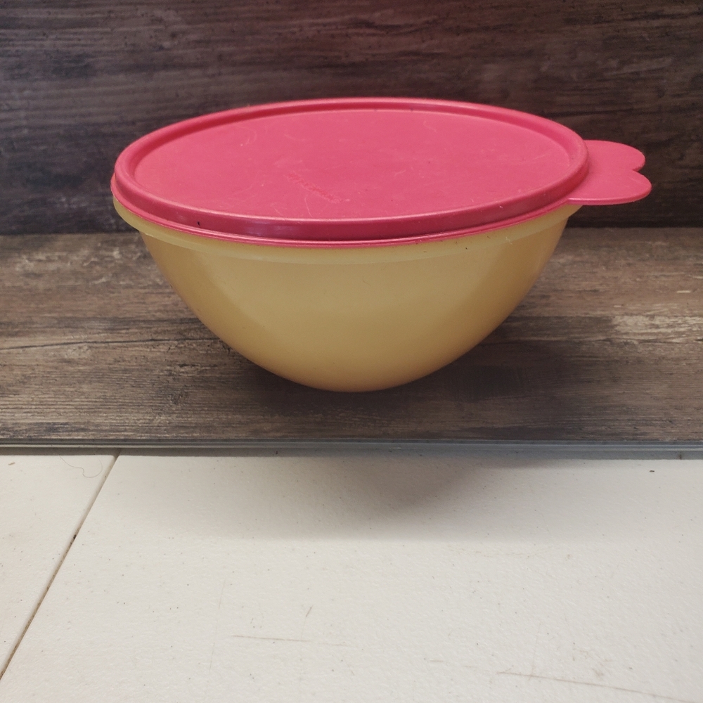 Vintage Tupperware #235 Wonderlier Orange  Nesting Bowl‎ Clear Seal